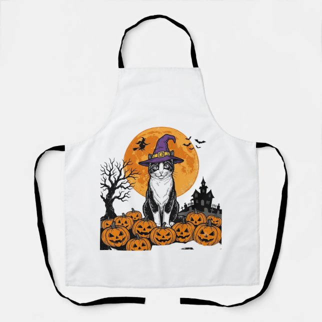 Halloween Cat Witch Pumpkin Vintage Spooky_1 Apron (Front)