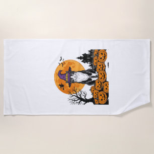 Halloween Cat Witch Pumpkin Vintage Spooky_1 Beach Towel