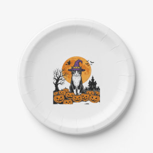 Halloween Cat Witch Pumpkin Vintage Spooky_1 Paper Plate