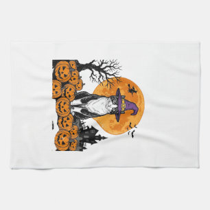Halloween Cat Witch Pumpkin Vintage Spooky_1 Tea Towel