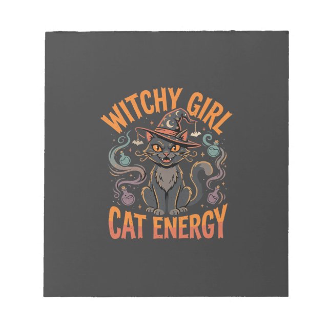 Halloween Cat Witch Vibes Notepad (Front)