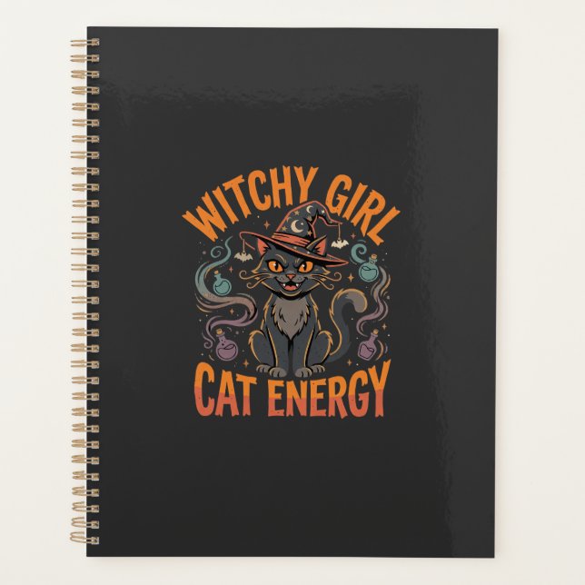 Halloween Cat Witch Vibes Planner (Front)