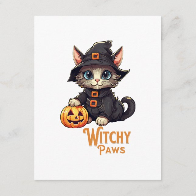 Halloween Cat Witchy Paws Enclosure Card (Front)