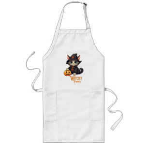 Halloween Cat Witchy Paws Long Apron