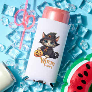 Halloween Cat Witchy Paws Seltzer Can Cooler