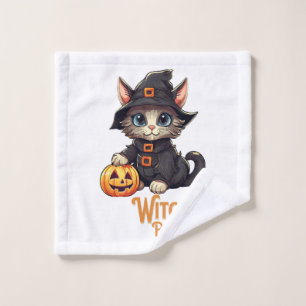 Halloween Cat Witchy Paws Wash Cloth