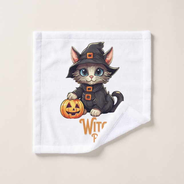 Halloween Cat Witchy Paws Wash Cloth (Wash Cloth)
