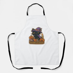 Halloween Cat with Magic Books – Spooky & Sweet Em Apron