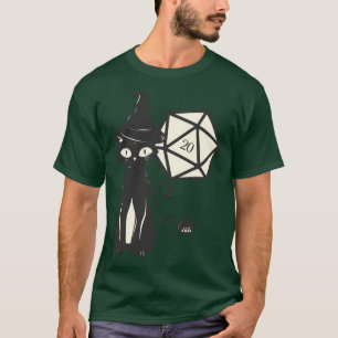 Halloween Cat with Polyhedral D20 Dice of the Witc T-Shirt