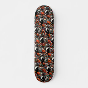 Halloween Cat with Pumpkins Skateboard