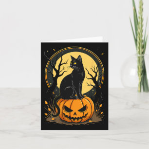 Halloween Cat Womens Funny Fall Pumpkin Cat Lover Card