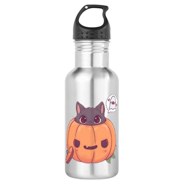 halloween cats 710 ml water bottle (Front)