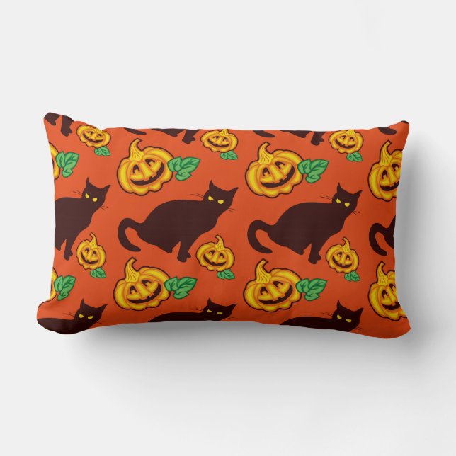 Halloween cats and pumpkins. Two side design Lumbar Cushion (Front)