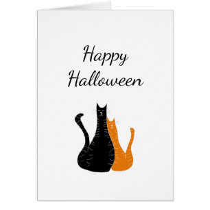 Halloween Cats Cute Black Orange Greeting Card