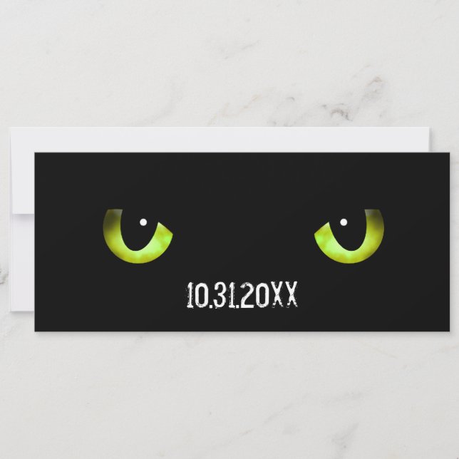 Halloween Cat's Eyes Green Invitation (Front)