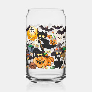 Halloween Cats Funny Party Can Glass