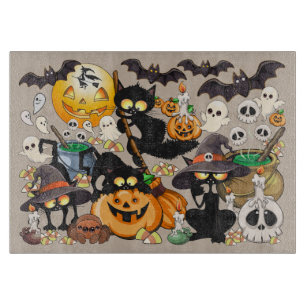 Halloween Cats Funny Party Cutting Board