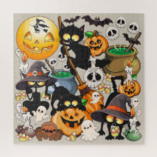 Halloween Cats Funny Party Jigsaw Puzzle