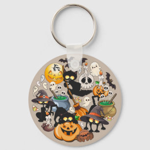 Halloween Cats Funny Party Key Ring