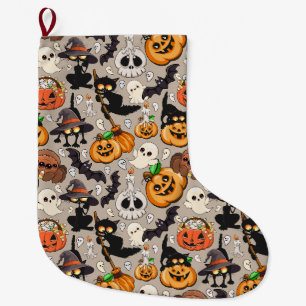 Halloween Cats Funny Party Large Christmas Stocking