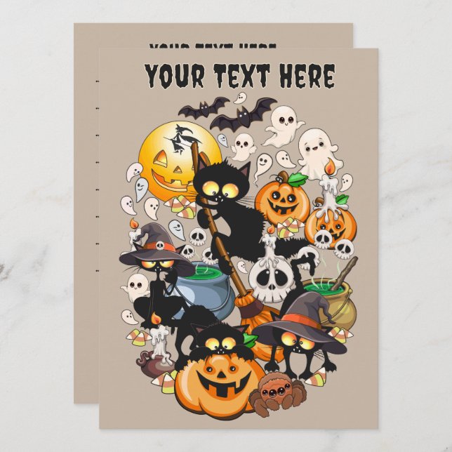 Halloween Cats Funny Party Menu (Front/Back)