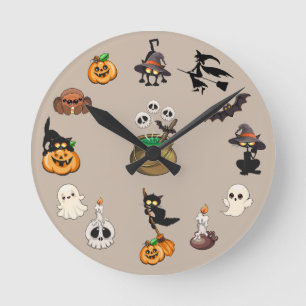 Halloween Cats Funny Party Round Clock