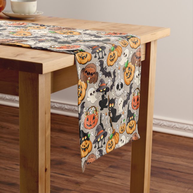 Halloween Cats Funny Party Short Table Runner (In Situ)