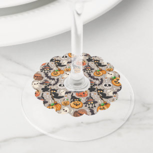 Halloween Cats Funny Party Wine Glass Tag