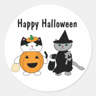 Halloween Cats in Costumes Classic Round Sticker
