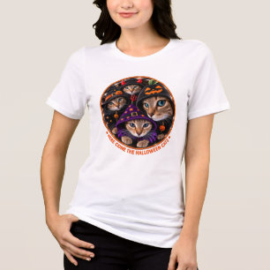 Halloween Cats in Witch Hats Tri-Blend Shirt