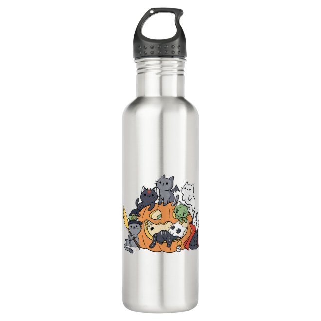 Halloween Cats Kittens 710 Ml Water Bottle (Front)