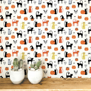 Halloween Cats Pattern Wallpaper