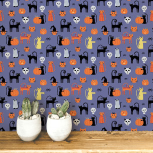 Halloween Cats Pattern Wallpaper