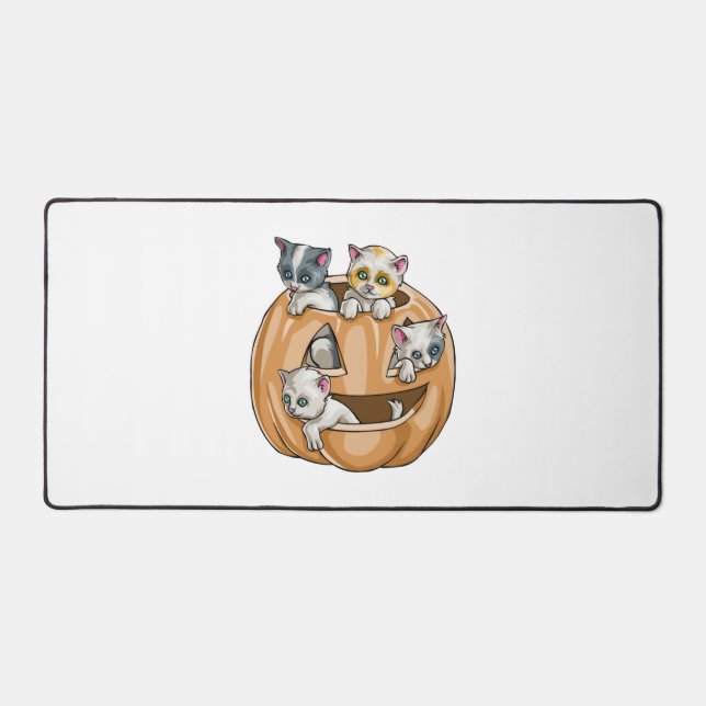 Halloween Cats Pumpkin Desk Mat (Front)