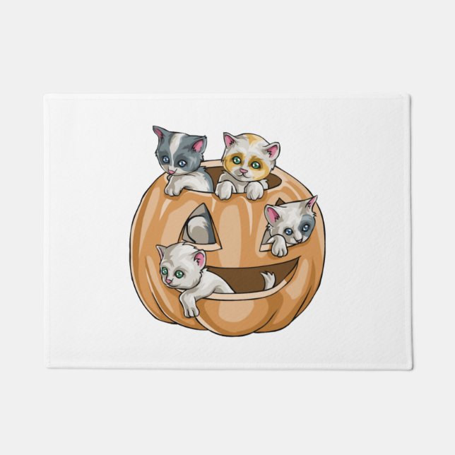 Halloween Cats Pumpkin Doormat (Front)