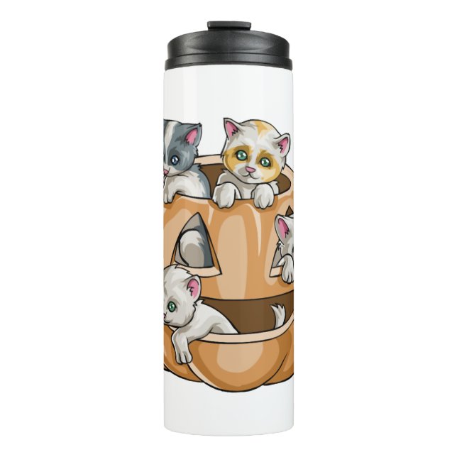 Halloween Cats Pumpkin Thermal Tumbler (Front)