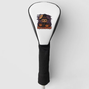 Halloween  Cats  Pumpkins  Black Background  Illus Golf Head Cover