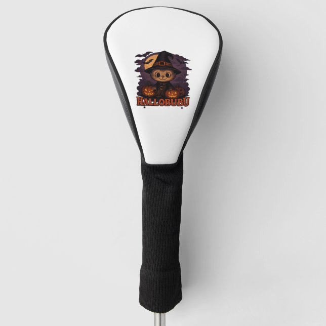 Halloween  Cats  Pumpkins  Black Background  Illus Golf Head Cover (Front)