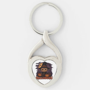 Halloween  Cats  Pumpkins  Black Background  Illus Key Ring