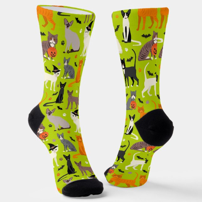 Halloween Cats Socks (Angled)