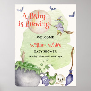 Halloween Cauldron Baby is Brewing Welcome Sign