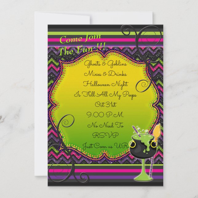 Halloween Cauldron Brew Glitter Party Invitation (Front)