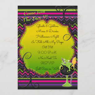 Halloween Cauldron Brew Glitter Party Invitation