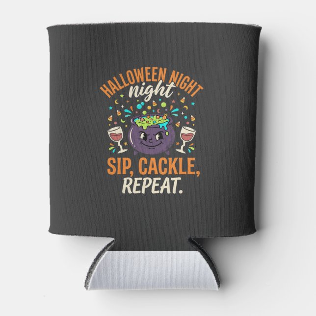 Halloween Cauldron Party Cheers Can Cooler (Front)