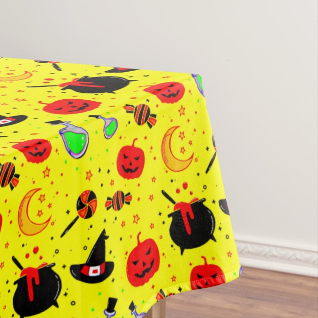 Halloween Cauldron Pumpkin Witch Hat Moon  Large  Tablecloth (In Situ)