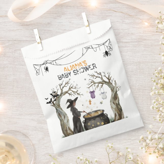 Halloween Cauldron Spooky Black Witch Baby Shower  Favour Bags (Clipped)