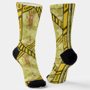 Halloween Caution Taped laboratory Socks
