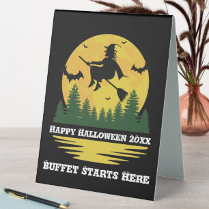 Halloween Caution Witch Crossing Flying Broomstick