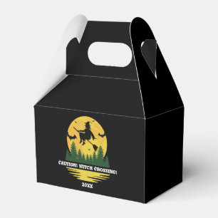 Halloween Caution Witch Crossing Flying Broomstick Favour Box