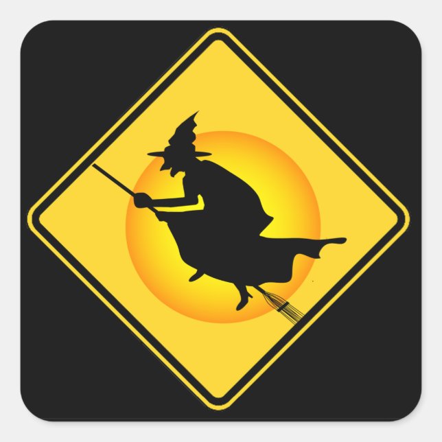 Halloween Caution Witch Stickers (Front)